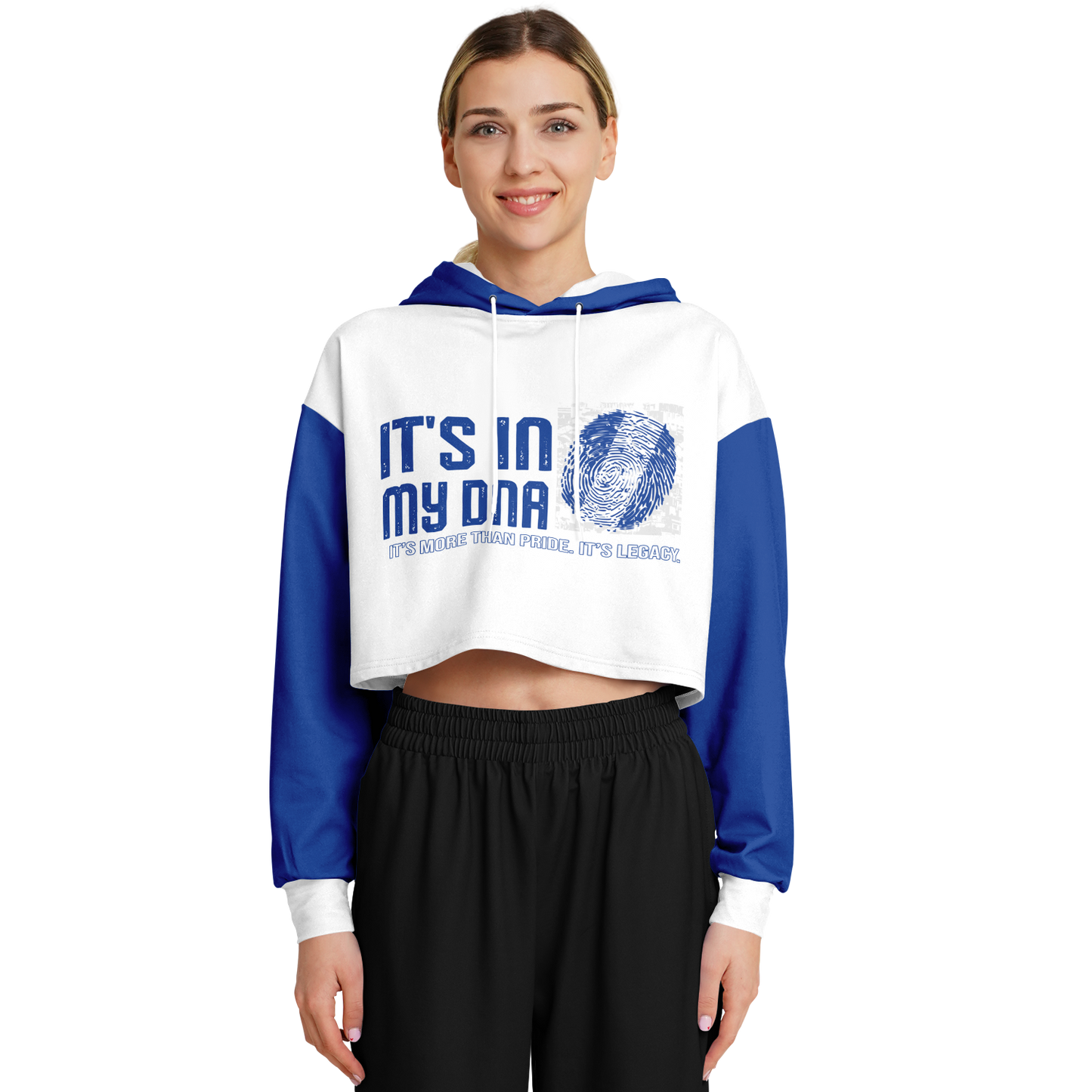 đź‡đź‡ł It's In My DNA – Honduras Cropped Hoodie (White/Blue)