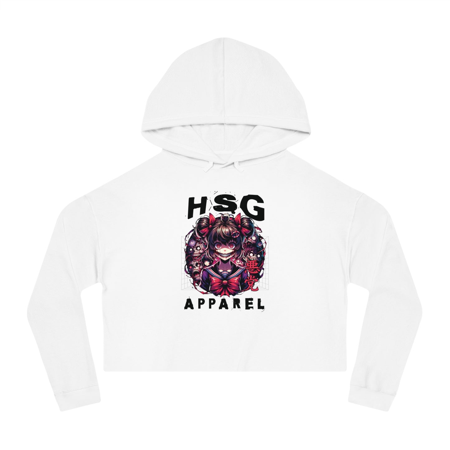 Cropped Hoodie Sweatshirt - Psycho Anime Design