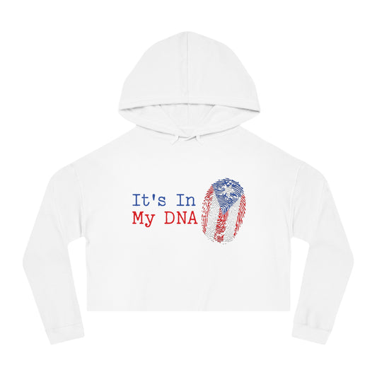 Hispanic Pride Cropped Hoodie - Puerto Rico DNA Fingerprint Design