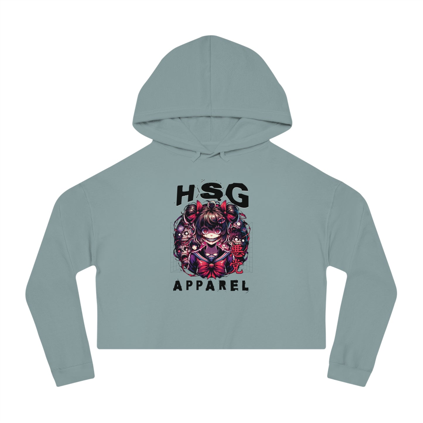 Cropped Hoodie Sweatshirt - Psycho Anime Design