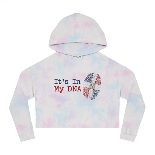 Hispanic Pride Cropped Hoodie - Dominican Republic DNA Fingerprint Design