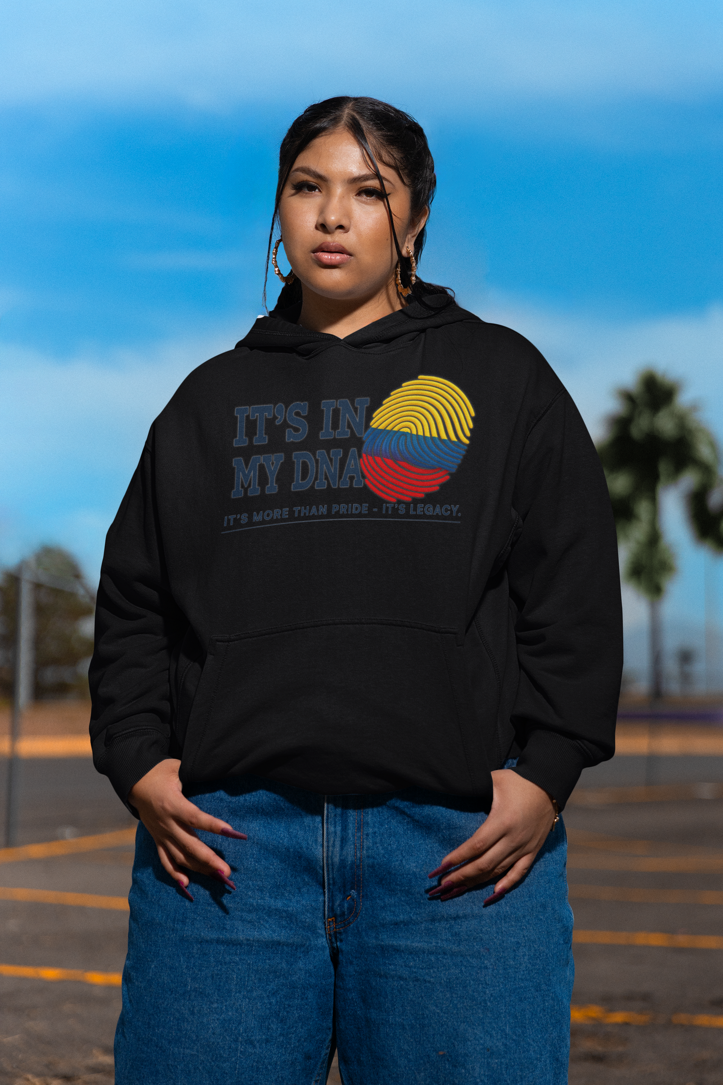 It’s In My DNA™ – Colombian Heritage Fingerprint Pullover Hoodie