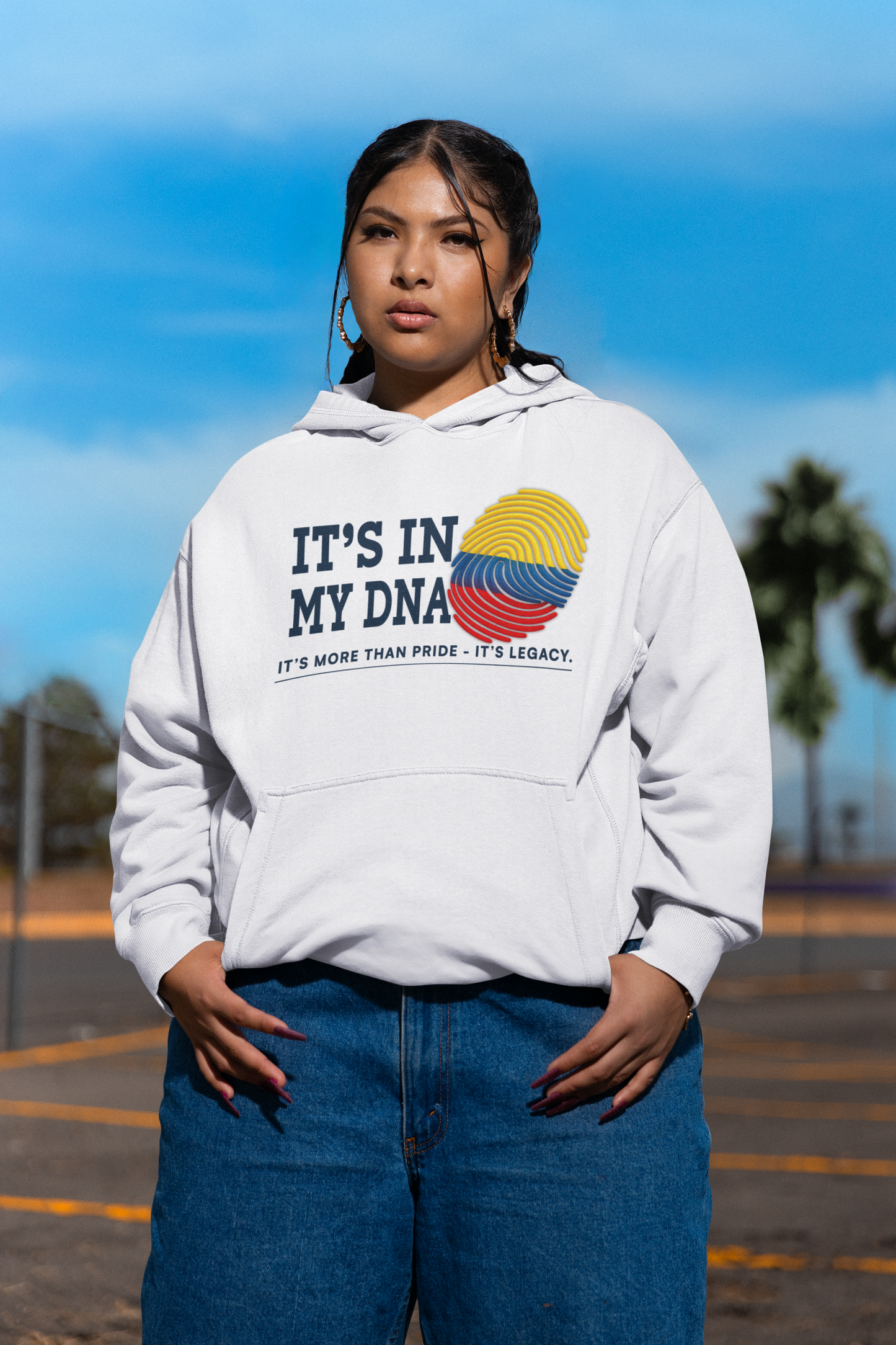 It’s In My DNA™ – Colombian Heritage Fingerprint Pullover Hoodie