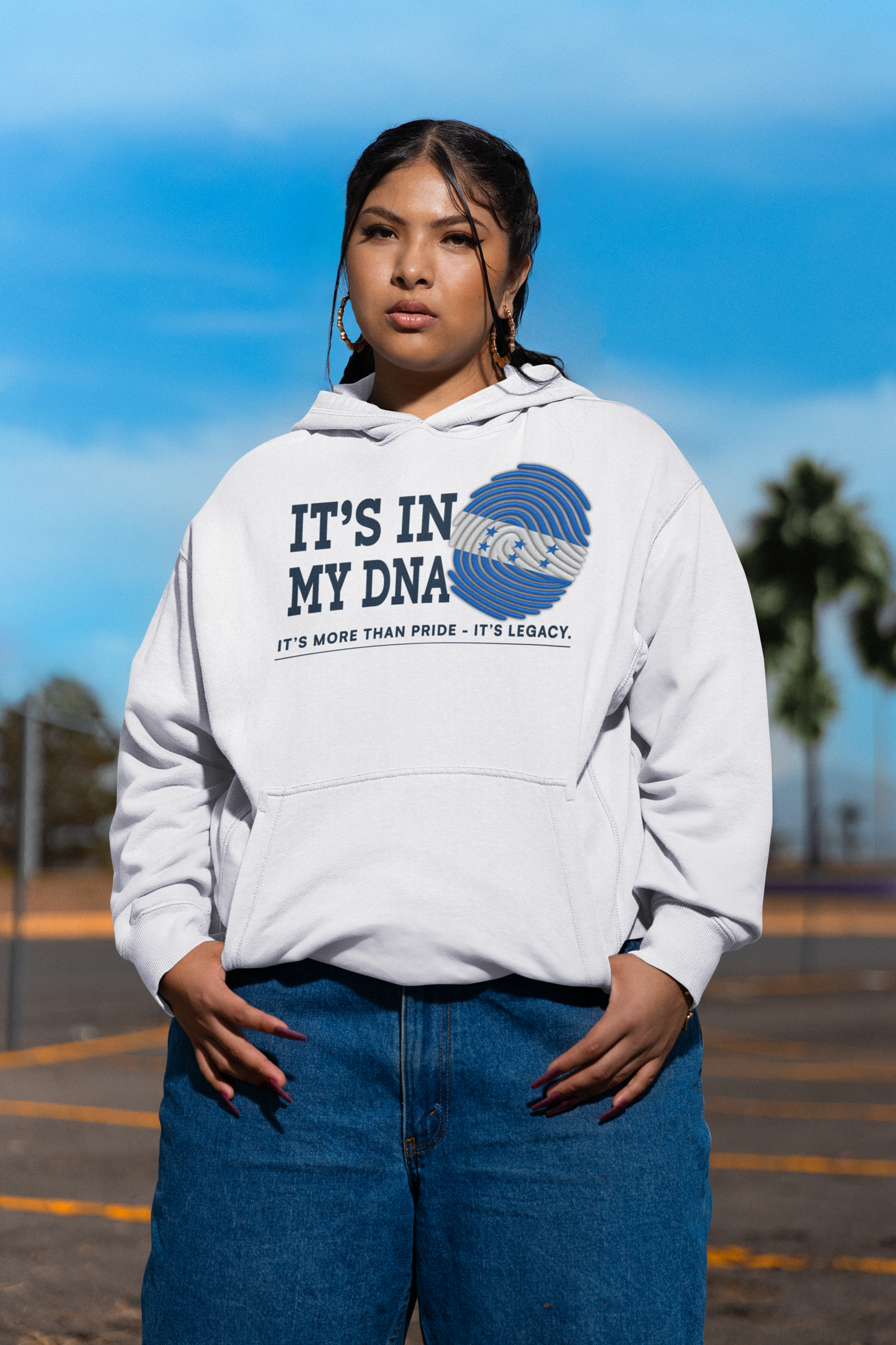 It’s In My DNA™ – Honduran Heritage Fingerprint Pullover Hoodie
