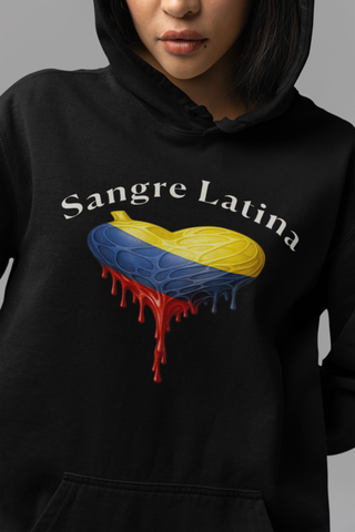 🩸 Sangre Latina™ – Colombian Pride Heart Drip Pullover Hoodie