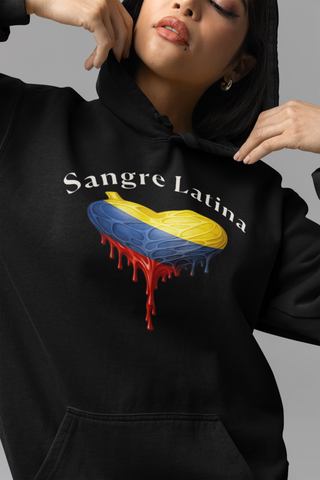 🩸 Sangre Latina™ – Colombian Pride Heart Drip Pullover Hoodie