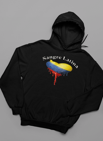 🩸 Sangre Latina™ – Colombian Pride Heart Drip Pullover Hoodie