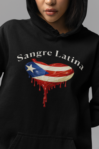 🩸 Sangre Latina™ – Puerto Rican Pride Heart Drip Pullover Hoodie