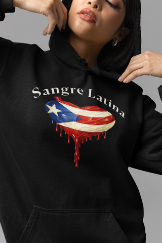 🩸 Sangre Latina™ – Puerto Rican Pride Heart Drip Pullover Hoodie