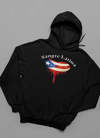 🩸 Sangre Latina™ – Puerto Rican Pride Heart Drip Pullover Hoodie