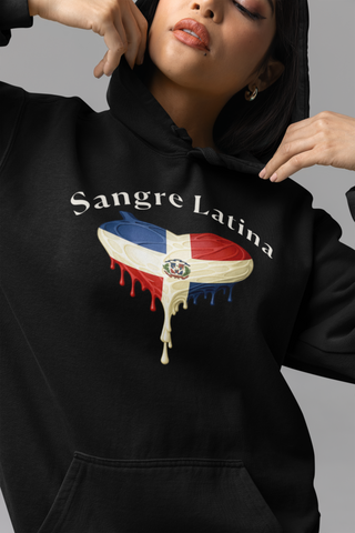 🩸 Sangre Latina™ – Dominican Pride Heart Drip Pullover Hoodie
