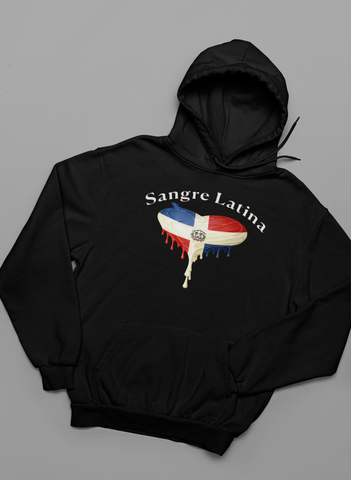 🩸 Sangre Latina™ – Dominican Pride Heart Drip Pullover Hoodie