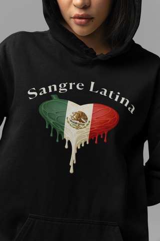 🩸 Sangre Latina™ – Mexican Pride Heart Drip Pullover Hoodie