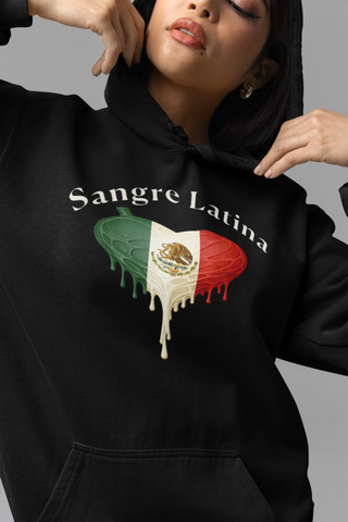 🩸 Sangre Latina™ – Mexican Pride Heart Drip Pullover Hoodie