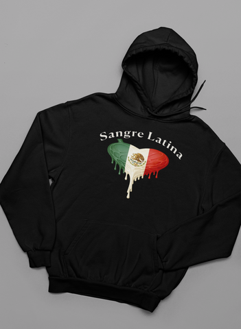 🩸 Sangre Latina™ – Mexican Pride Heart Drip Pullover Hoodie