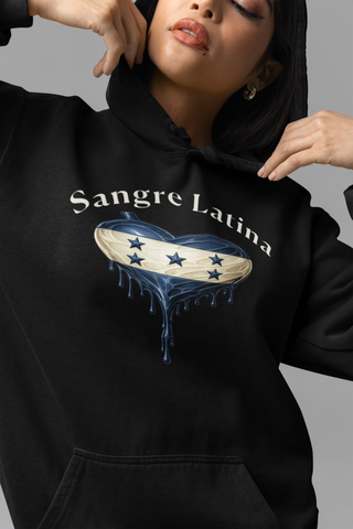🩸 Sangre Latina™ – Honduran Pride Heart Drip Pullover Hoodie