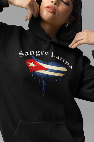 🩸 Sangre Latina™ – Cuban Pride Heart Drip Pullover Hoodie