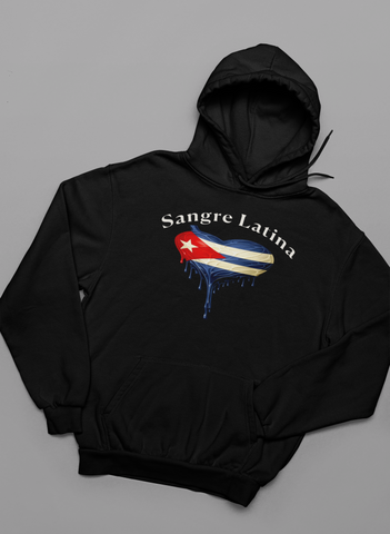 🩸 Sangre Latina™ – Cuban Pride Heart Drip Pullover Hoodie