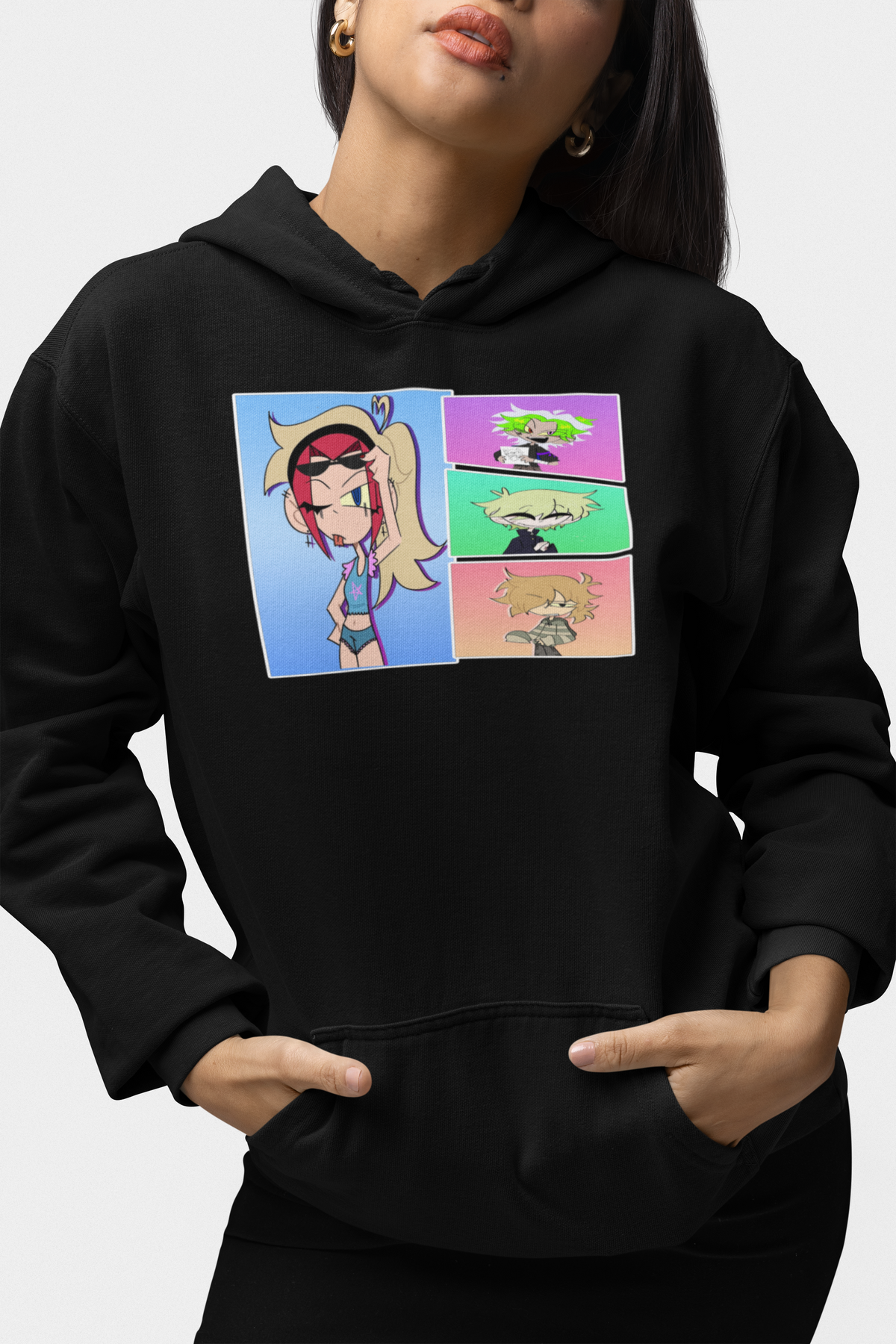 🦈 Sharky Originals™ – Studio Cast Chaos Hoodie (Kat, Wolfe, Leo & Rian)