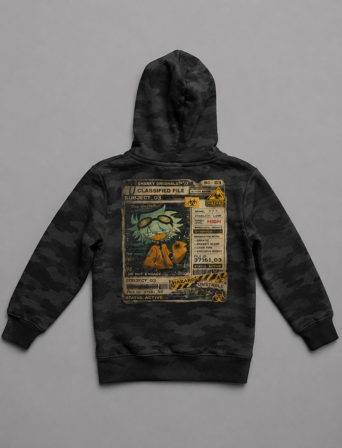 🦈 Sharky Originals™ – Subject_03 Classified File Hoodie
