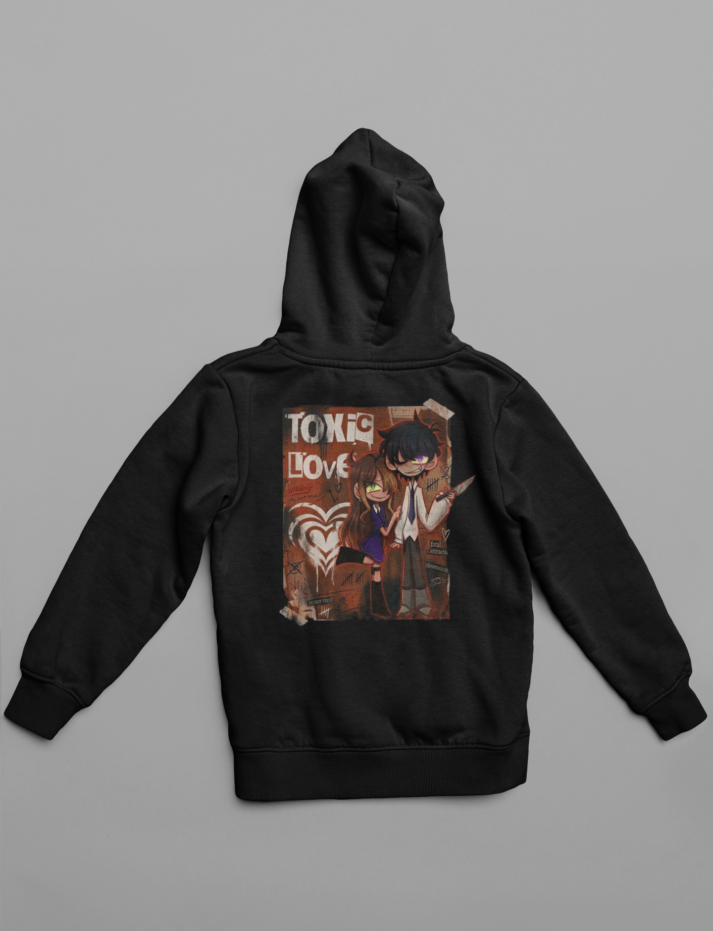 🦈 Sharky Originals™ – “Toxic Love” Vintage Anime Grunge Hoodie