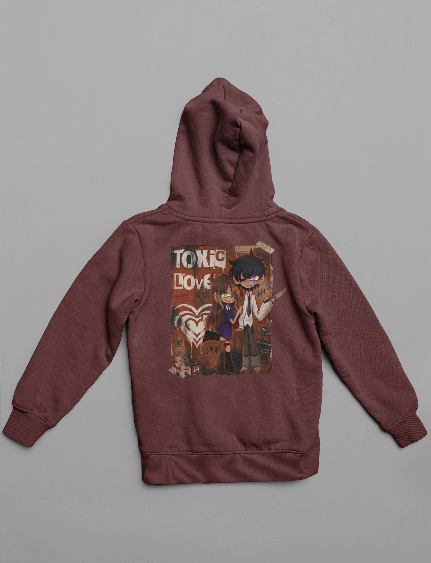 🦈 Sharky Originals™ – “Toxic Love” Vintage Anime Grunge Hoodie