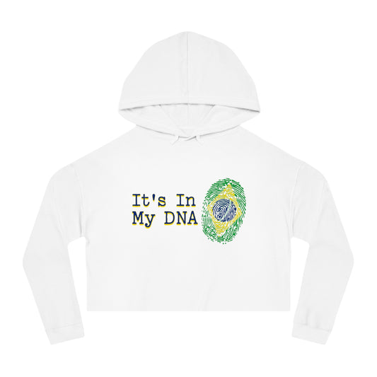 Hispanic Pride Cropped Hoodie Sweatshirt - Brazil DNA Fingerprint Design